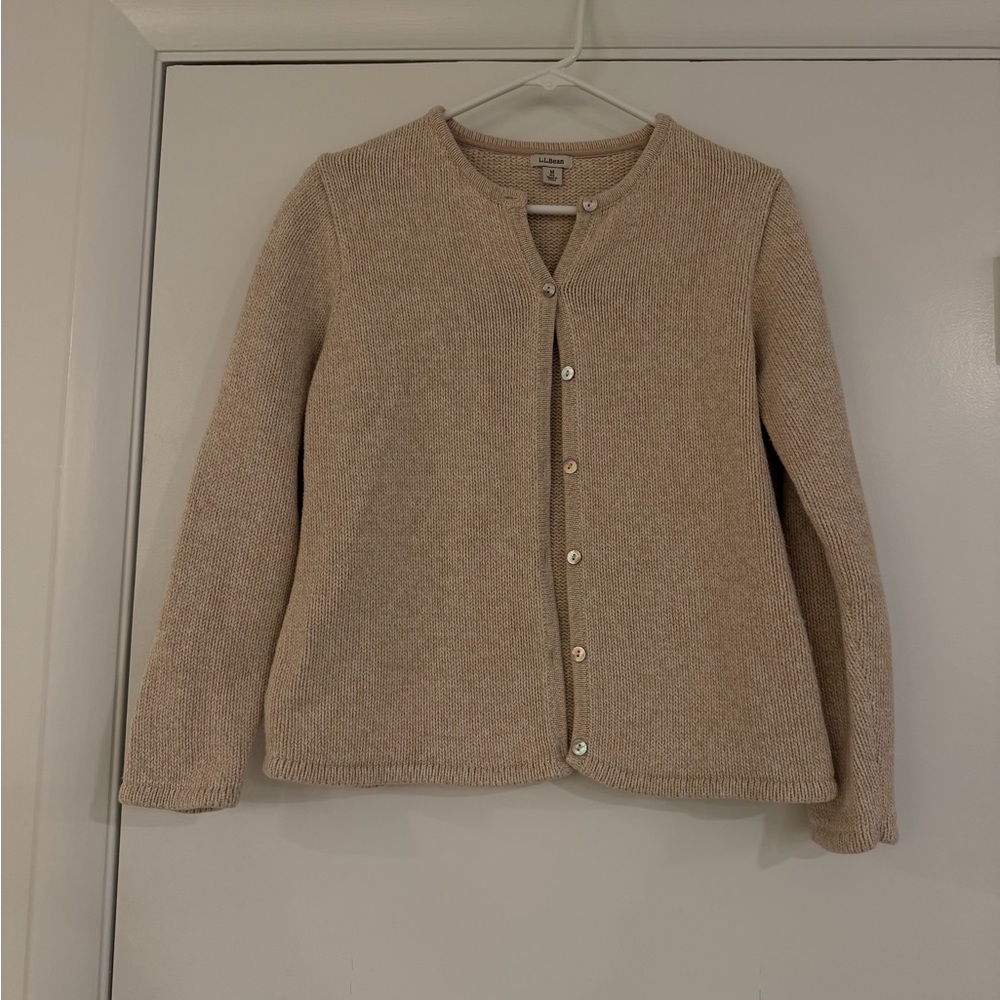 L.L. Bean Women's Beige Knit Cardigan